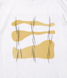田を図案化した柄のTシャツ